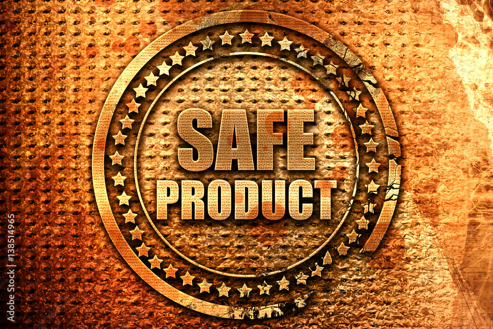safe product, 3D rendering, metal text