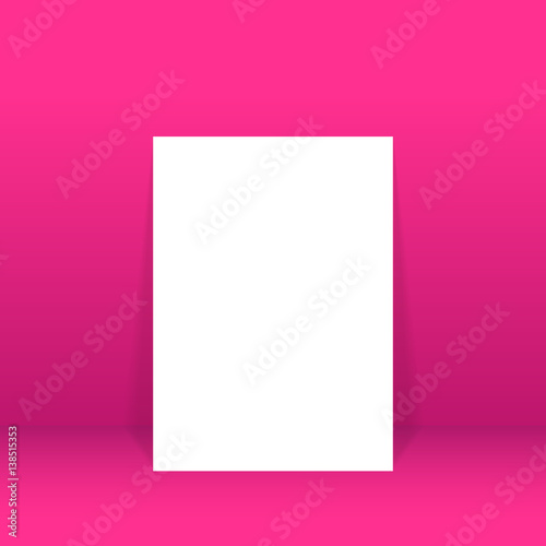 Vector of pink empty studio room with poster background, template mock up for display of content or product