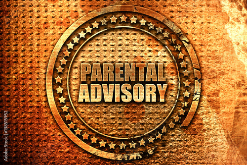 Obraz na płótnie parental advisory, 3D rendering, metal text