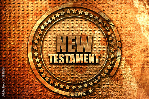 Konstfotografi new testament, 3D rendering, metal text