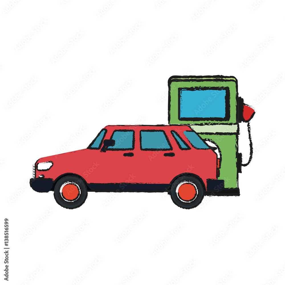 car and bio fuel pump over white background. vector illustration