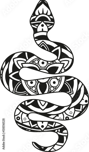 Vector illustration of a mandala snake silhouette