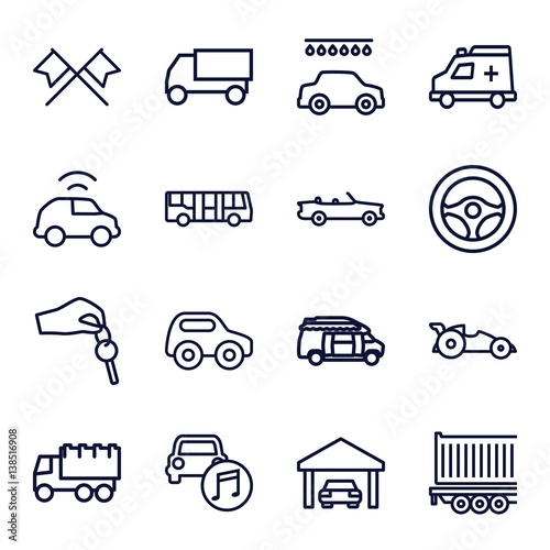 Set of 16 auto outline icons