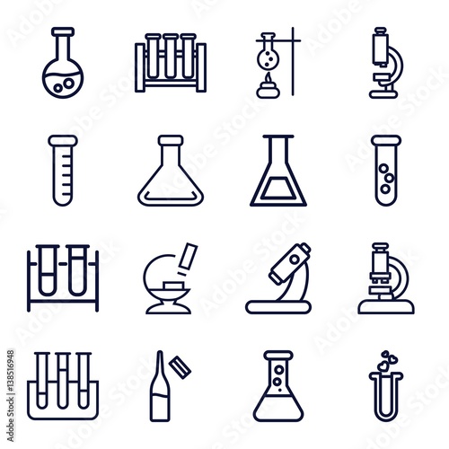 Set of 16 lab outline icons photo