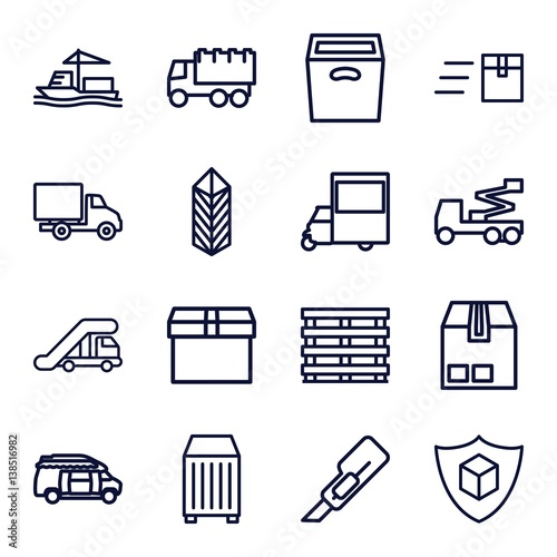 Set of 16 shipping outline icons