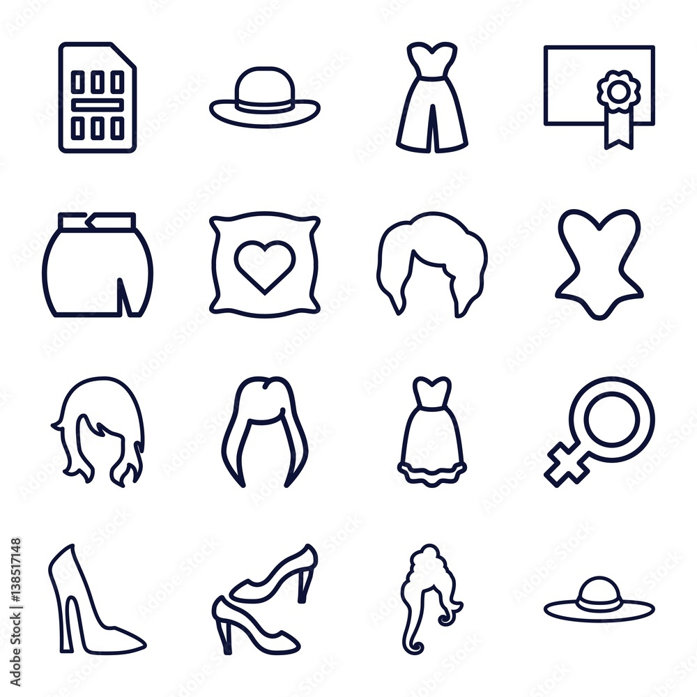 Set of 16 elegant outline icons Set of 16 elegant outline icons