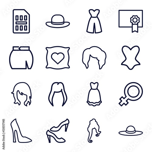 Set of 16 elegant outline icons