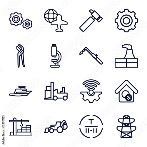 Set of 16 industry outline icons