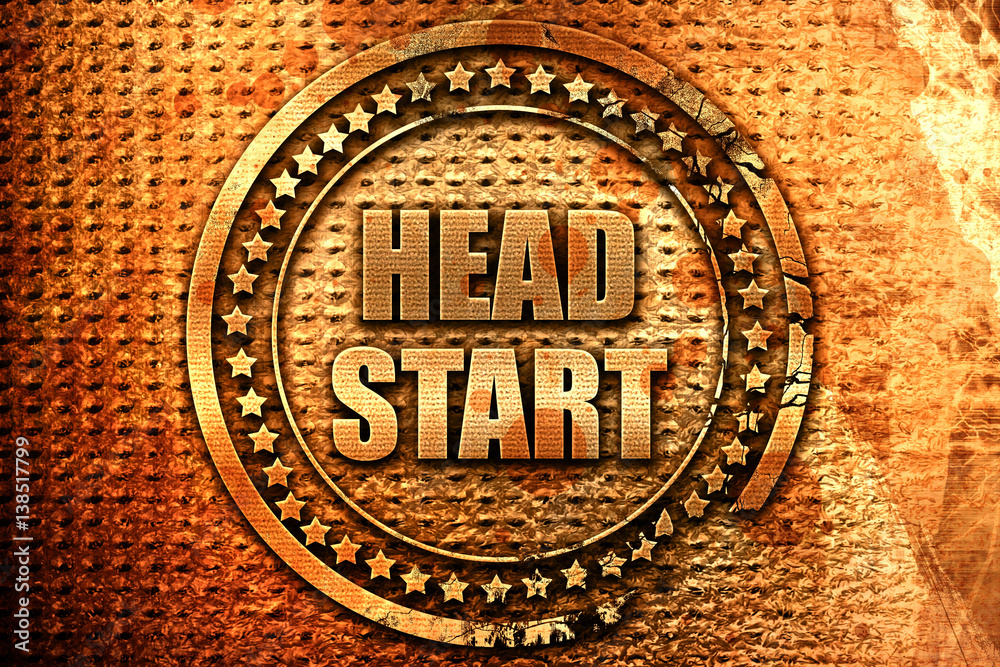 headstart, 3D rendering, metal text headstart, 3D rendering, metal text
