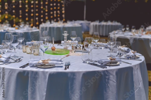 Elegant arrangement table setting for special event celebrating background