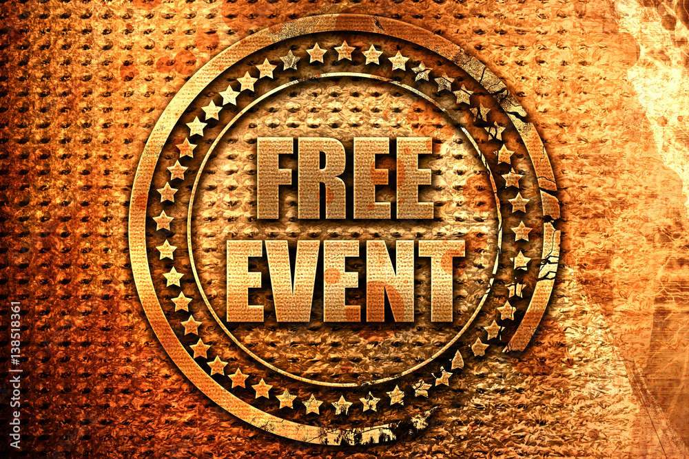 free event, 3D rendering, metal text free event, 3D rendering, metal text