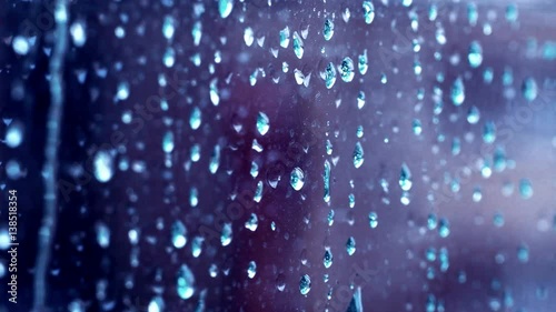  High quality video of rain drops on the window in 4K photo