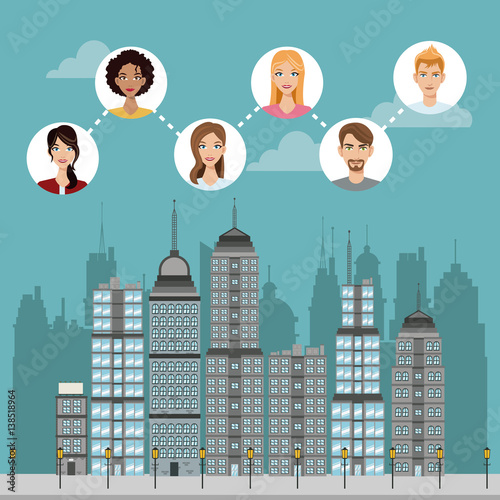 community connected urban building vector illustration eps 10
