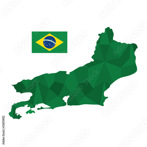 rio de janeiro map and flag icon vector illustration design