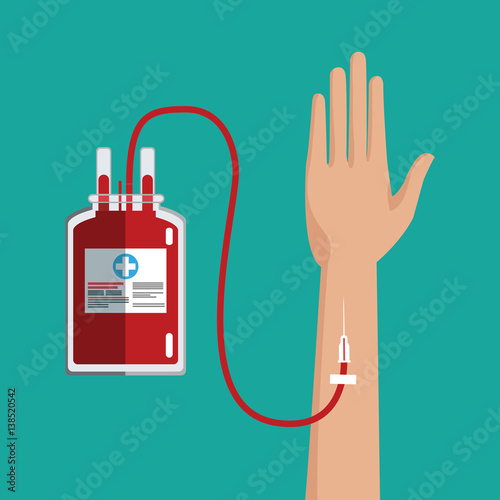 hand transfusion blood bag vector illustration eps 10