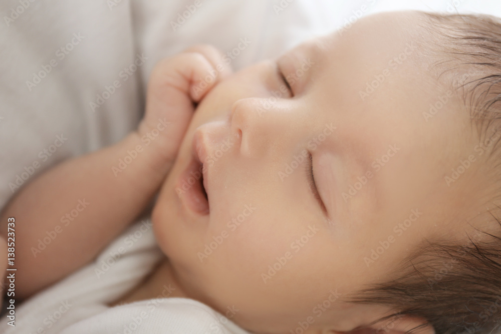 Portrait of cute sleeping baby, closeup