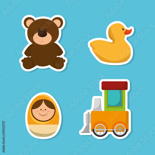 set kids toys icons vector illustration design