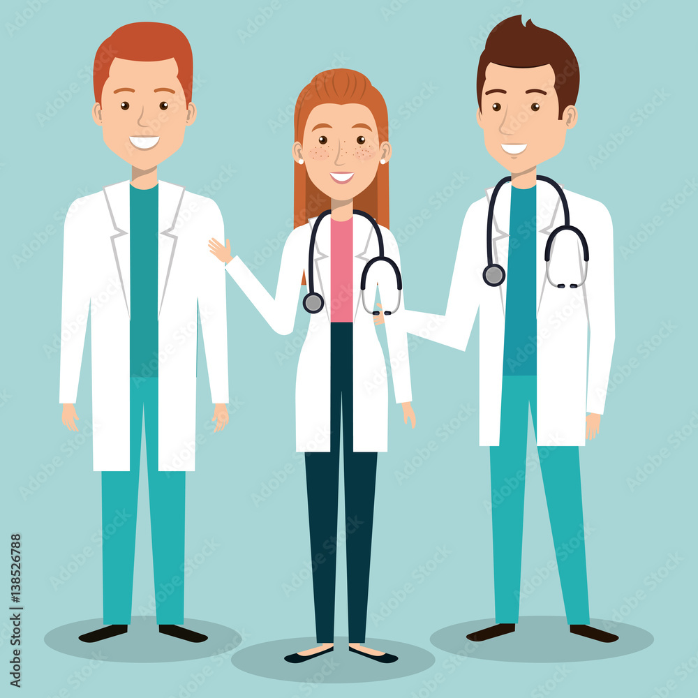 medical staff group avatars vector illustration design