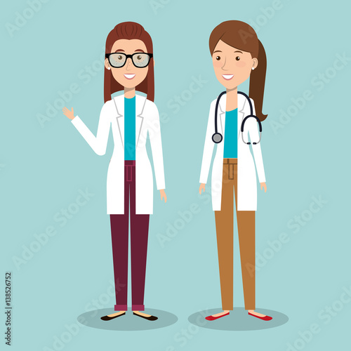 medical staff group avatars vector illustration design