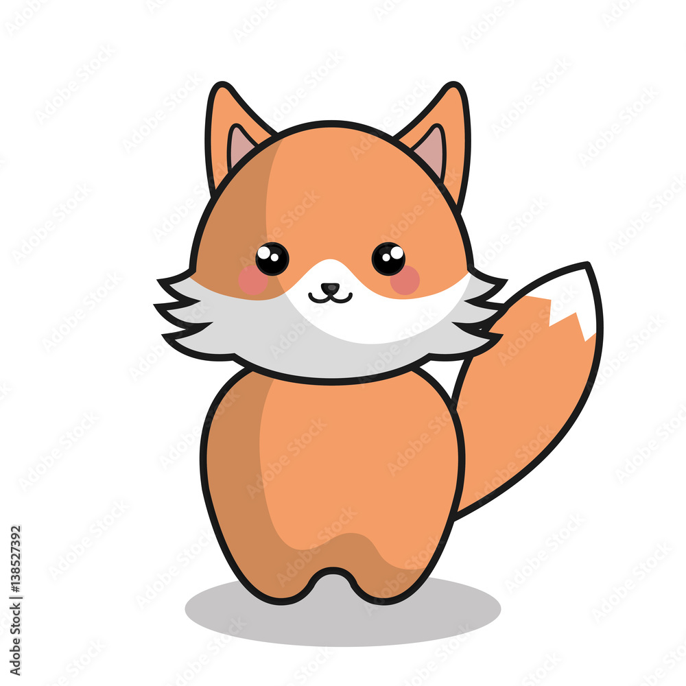 Fototapeta premium cute fox kawaii style vector illustration design