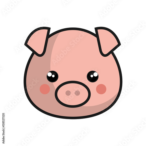 cute pig kawaii style vector illustration design