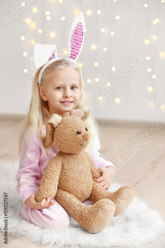 Cute funny girl with bunny ...