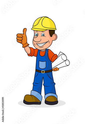 Icon cheerful worker