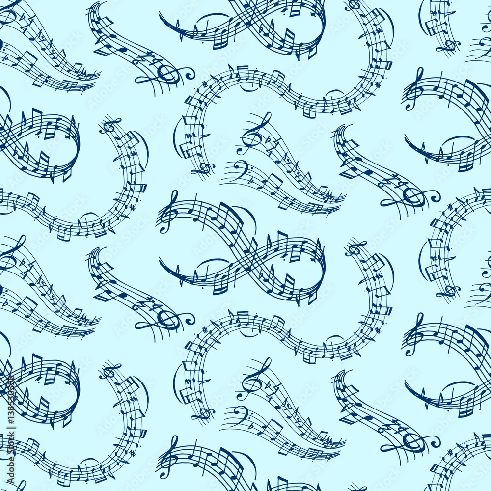 Obraz premium Vector music note melody symbols vector seamless pattern