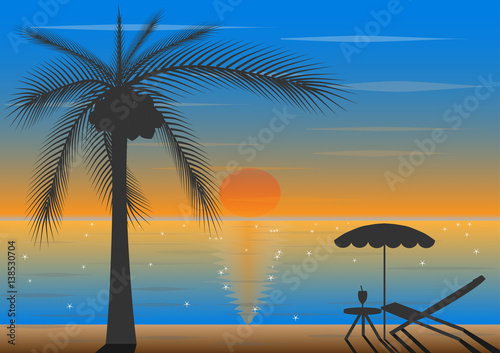 Beach and sunset background