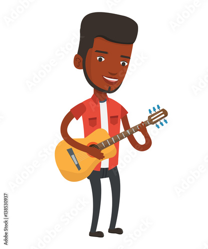 Man playing acoustic guitar vector illustration.