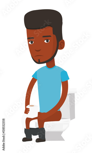 Man suffering from diarrhea or constipation.