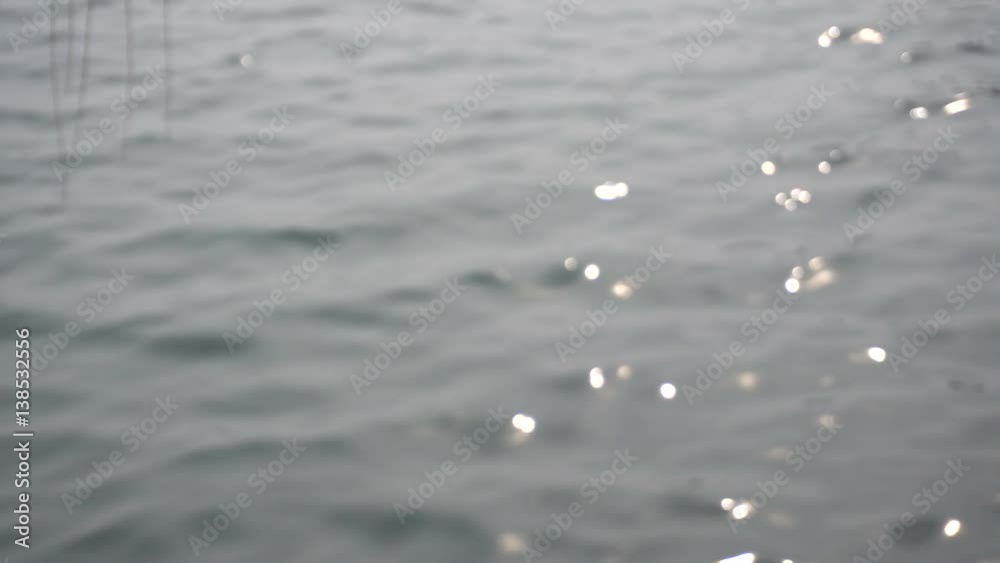 sunlight shining on waves, focus from vague to clear 