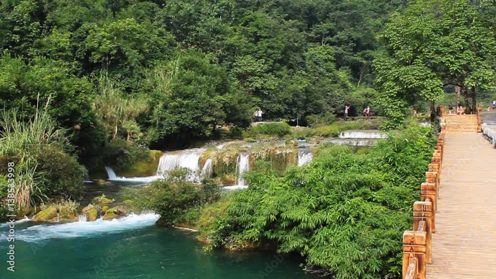 Multi-level waterfalls, Guizhou Province, China. Multi-level waterfalls, Guizhou Province, China.