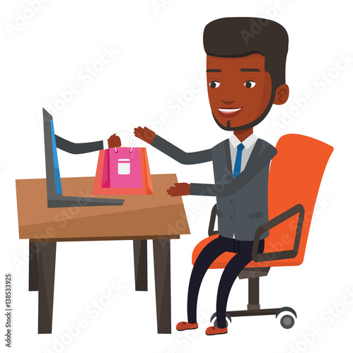 Man shopping online vector illustration.