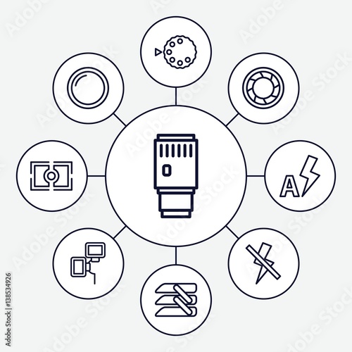 Set of 9 shutter outline icons