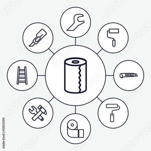 Set of 9 utility outline icons