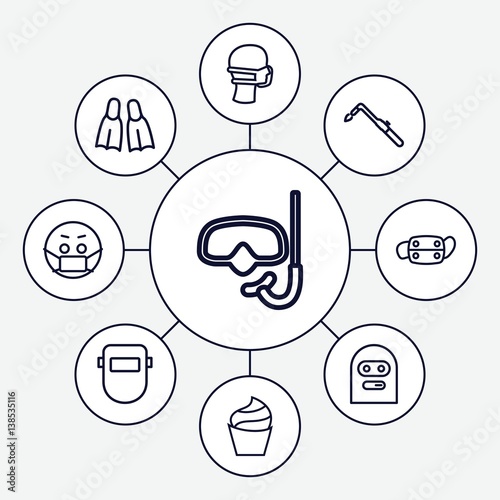 Set of 9 mask outline icons