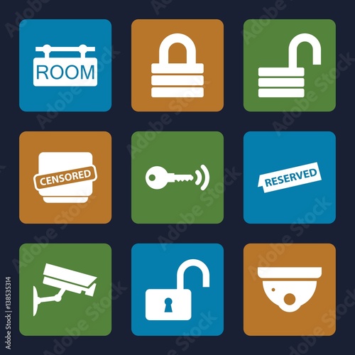 Set of 9 private filled icons