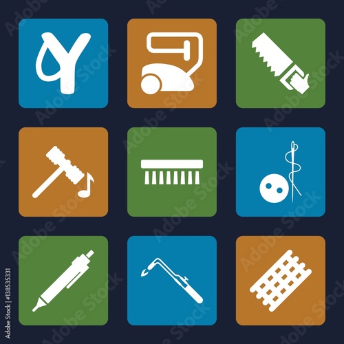 Set of 9 tool filled icons