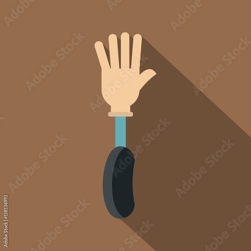 Prosthesis hand icon, flat style