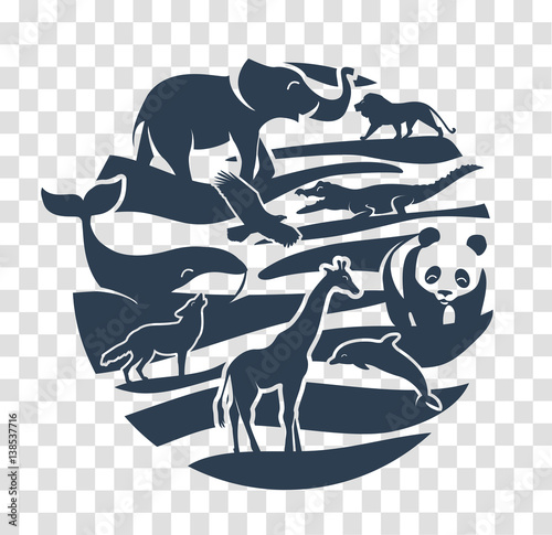 Fototapeta Naklejka Na Ścianę i Meble -  Icon  animal silhouettes black