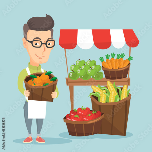 Street seller with fruits and vegetables.