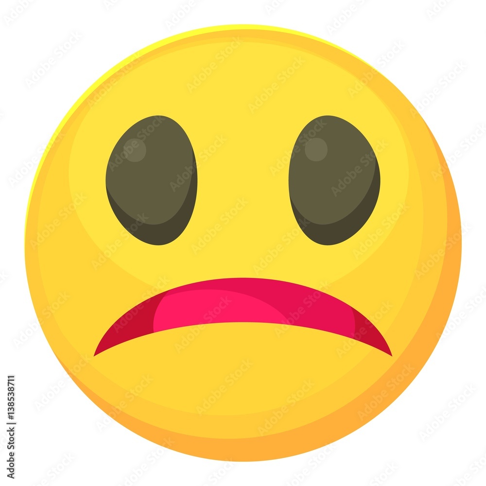 Fototapeta premium Melancholy smiley icon, cartoon style