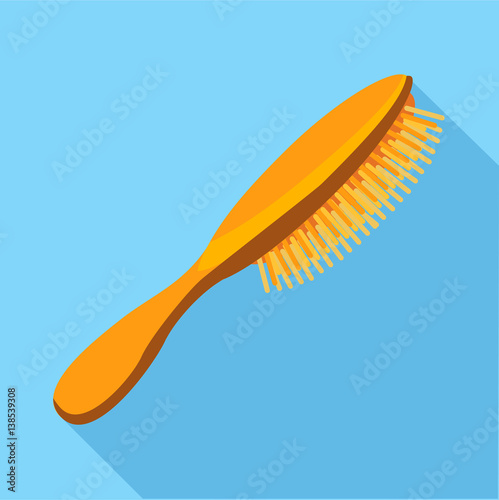 Hairbrush icon, flat style
