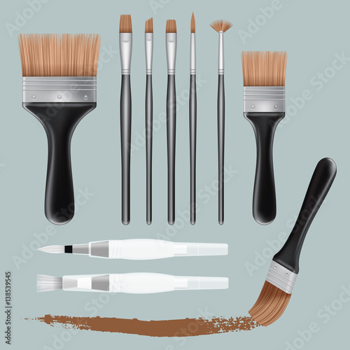 Brush paint mockup set, realistic style