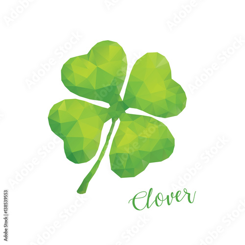 Happy saint patrick s day concept. Low poly clover