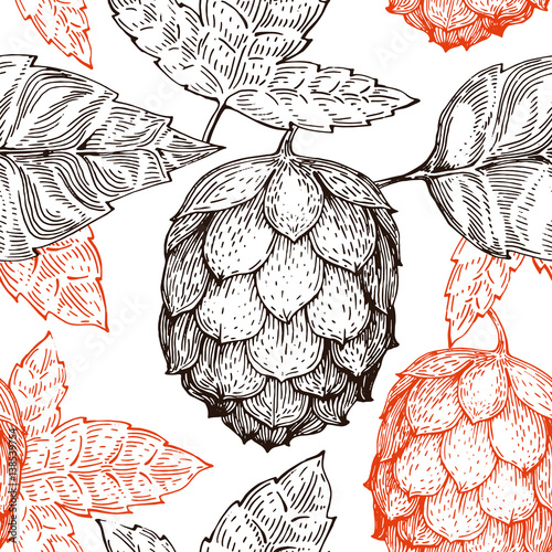 Original vintage retro line art seamless vector pattern for beer house, bar, pub, brewing company, brewery, tavern, taproom, alehouse, beerhouse