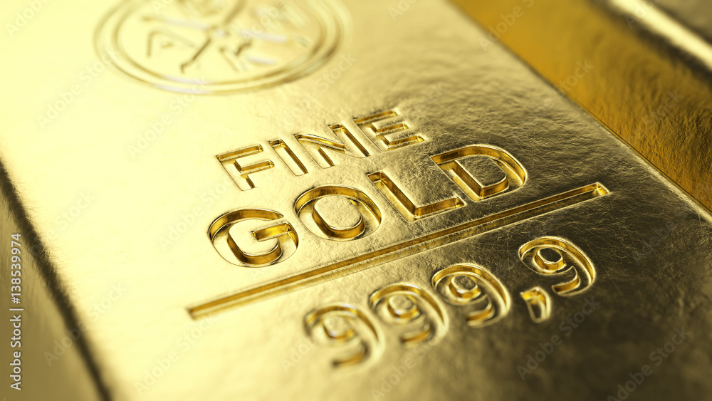 Fine Gold Bar macro - 3d illustration Fine Gold Bar macro - 3d illustration