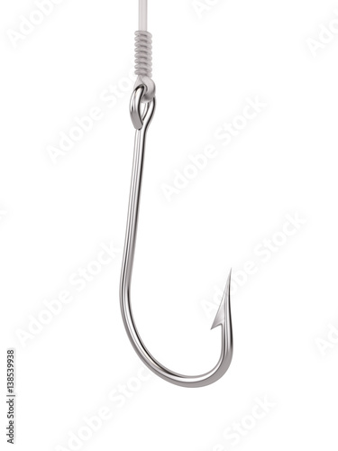 Steel fishhook isolated on white background - 3d render