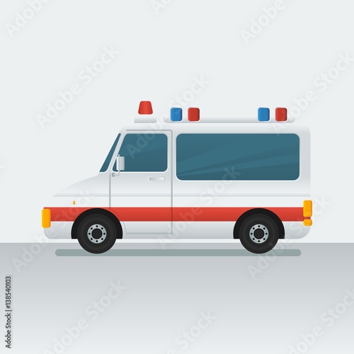 Side View Ambulance Car Vector Illustration for Healthcar and Medical Related Purposes